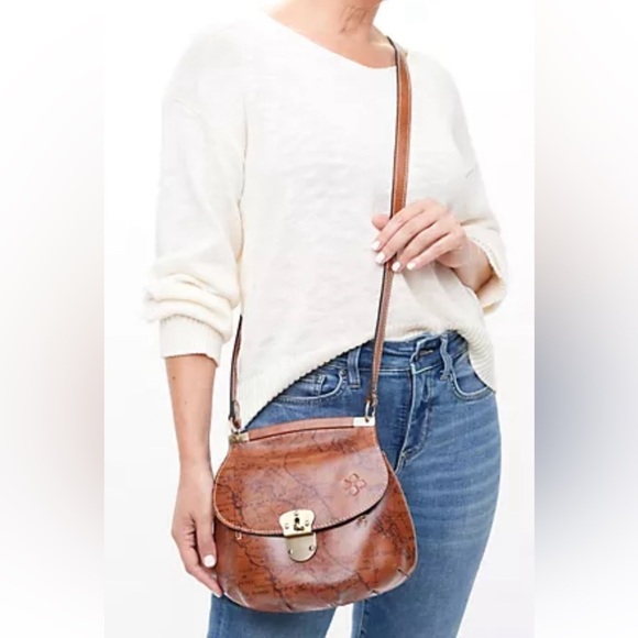 Patricia Nash Handbag Leather Veneto Crossbody Signature Map Brown AUTHENTIC - Picture 7 of 10